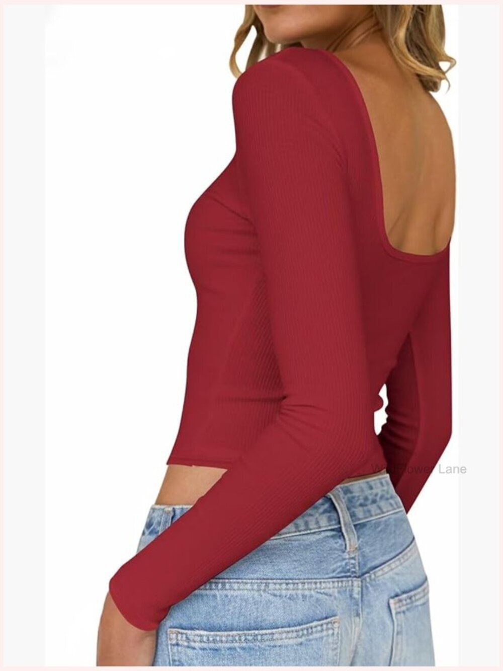 Long Sleeve Backless Striped Crop T-Shirt Boat Neck Going Out Top